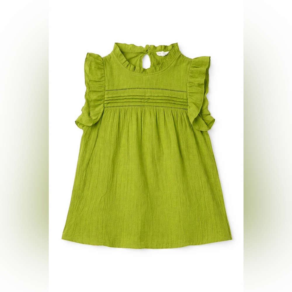 Parallel Skies Medium Women’s Ruffle Sleeve Blouse in Lime Green